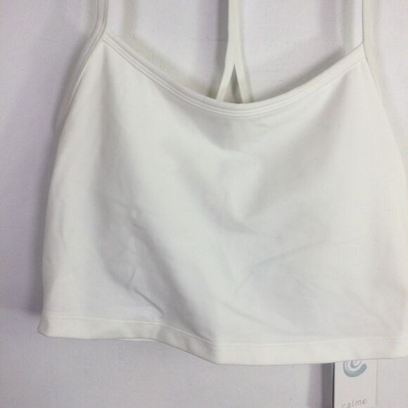 Calme Womens Cross Back Cami Top Sleeveless Comfortable White Size Medium NWT - Picture 2 of 16